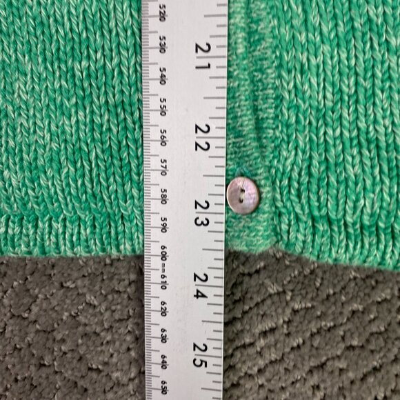 LL Bean Cardigan Sweater Women's Large Green Marled Ragg Cotton 245208 - Picture 9 of 10